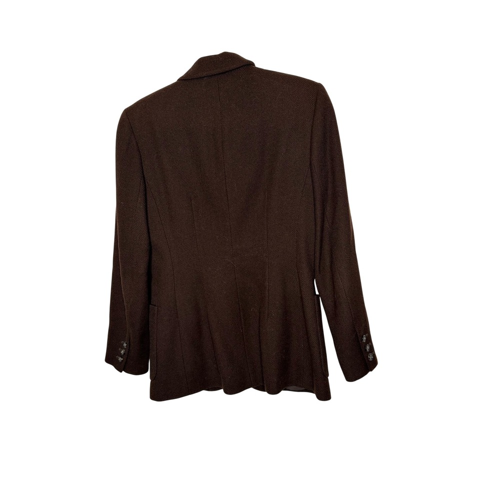 Ann Taylor Blazer Chocolate Dark Brown 100% Wool Classic Professional Size 4 - Picture 3 of 7
